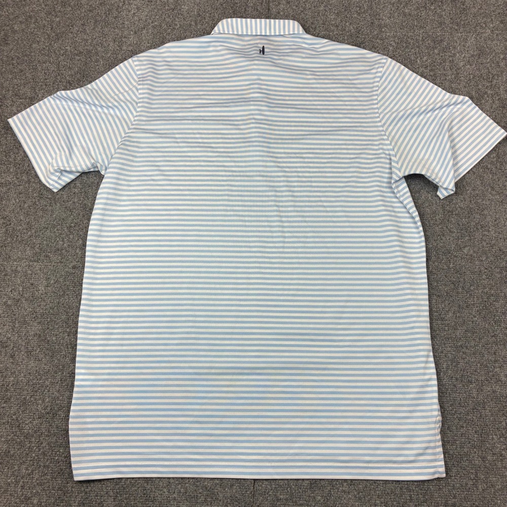 Johnnie-O Mens XL Blue White Striped Performance Polo Shirt Short Sleeve Golf - Picture 6 of 7